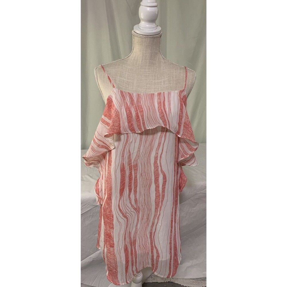 charlie o. by Kinnucan's Womens Small Red Geometric print Sundress Ruffles